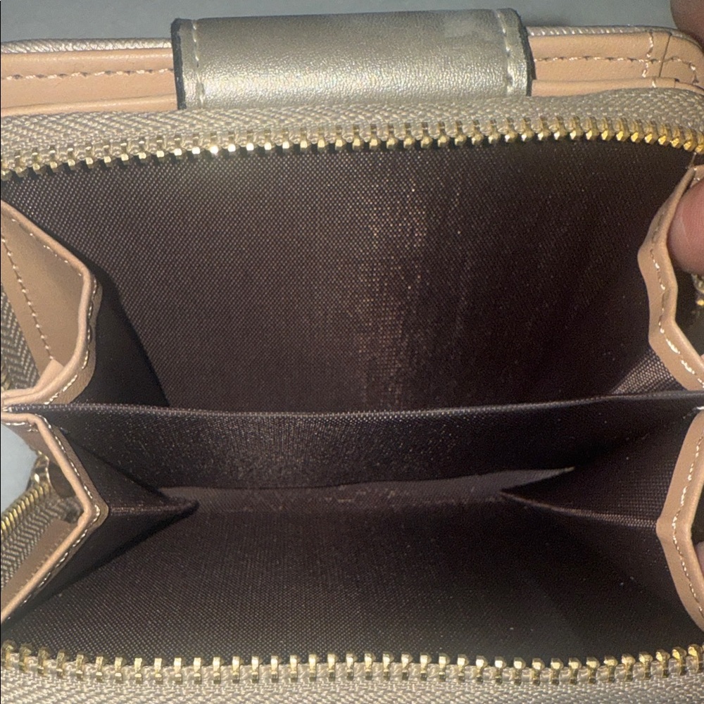 Tan Women's Wallet with Heart Turn Lock Closure - Picture 6 of 7